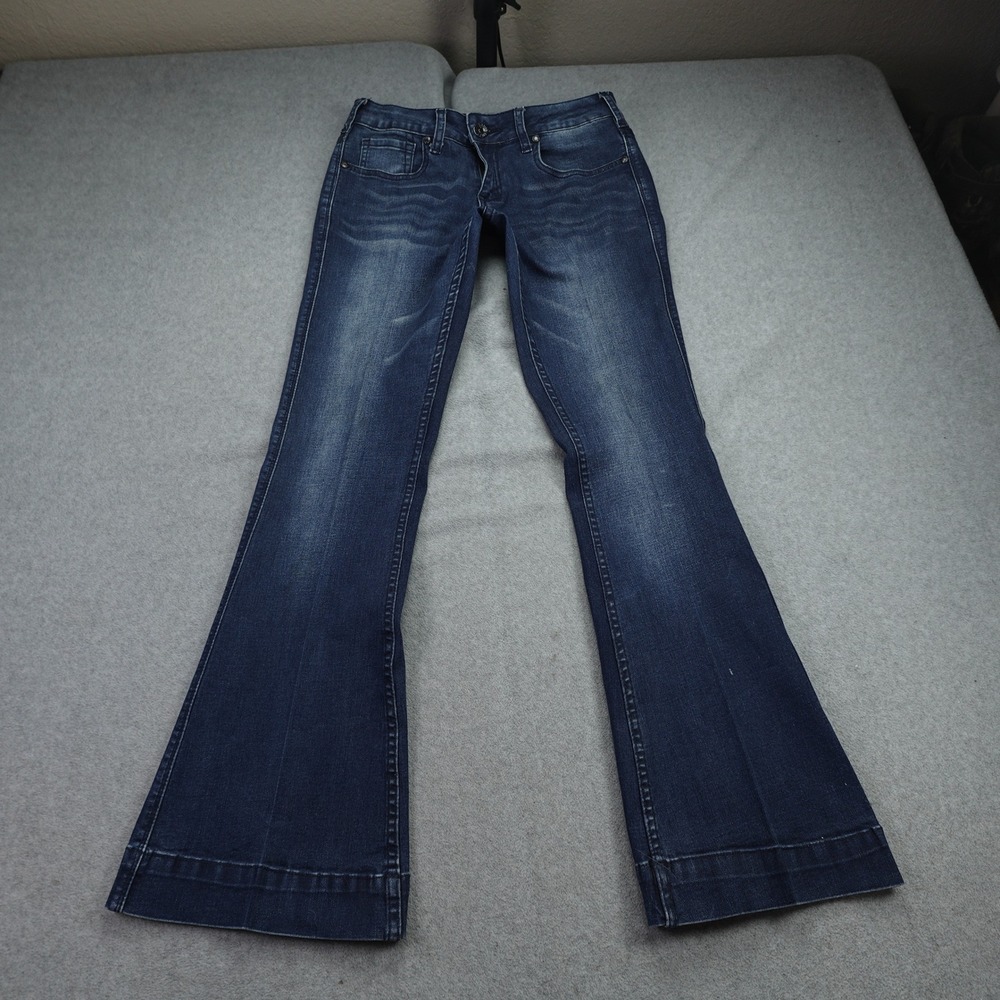 Cowgirl Tuff Jeans Womens 27x31 Blue Just Tuff Dark Wash Low Rise‎ Flare Denim